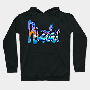 Rizzler graffiti urban street slang text with blue drips Hoodie